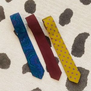 Ted Baker $240 Tie Lot Designer Silk Wool Multi Geometric Paisley Dot Prints